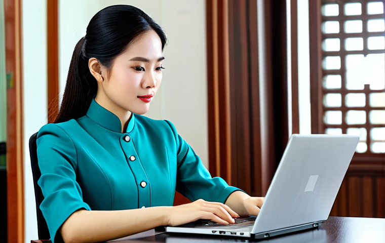 Modern Vietnamese Professional**
"A professional Vietnamese businesswoman in a modest, tailored ao dai (long dress) with stylish pants, working on a laptop in a modern, sunlit Hanoi office, fully clothed, appropriate attire, safe for work, perfect anatomy, natural proportions, professional photography, high quality, family-friendly."
**