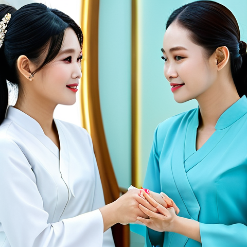 **

"A professional beauty consultant in a modest ao dai, advising a client on skincare in a modern Ho Chi Minh City beauty salon, fully clothed, appropriate attire, safe for work, perfect anatomy, natural proportions, professional lighting, high quality, family-friendly"

**