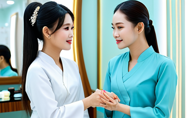**
"A professional beauty consultant in a modest ao dai, advising a client on skincare in a modern Ho Chi Minh City beauty salon, fully clothed, appropriate attire, safe for work, perfect anatomy, natural proportions, professional lighting, high quality, family-friendly"
**