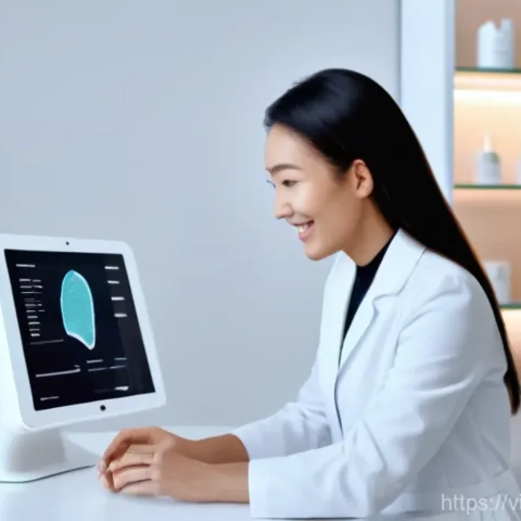 뷰티컨설턴트 관련 컨퍼런스 소개 - **AI-Powered Personalized Skin Analysis Session**
A female beauty consultant, in her early 30s, ...