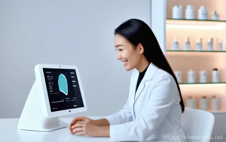 뷰티컨설턴트 관련 컨퍼런스 소개 - **AI-Powered Personalized Skin Analysis Session**
    A female beauty consultant, in her early 30s, ...