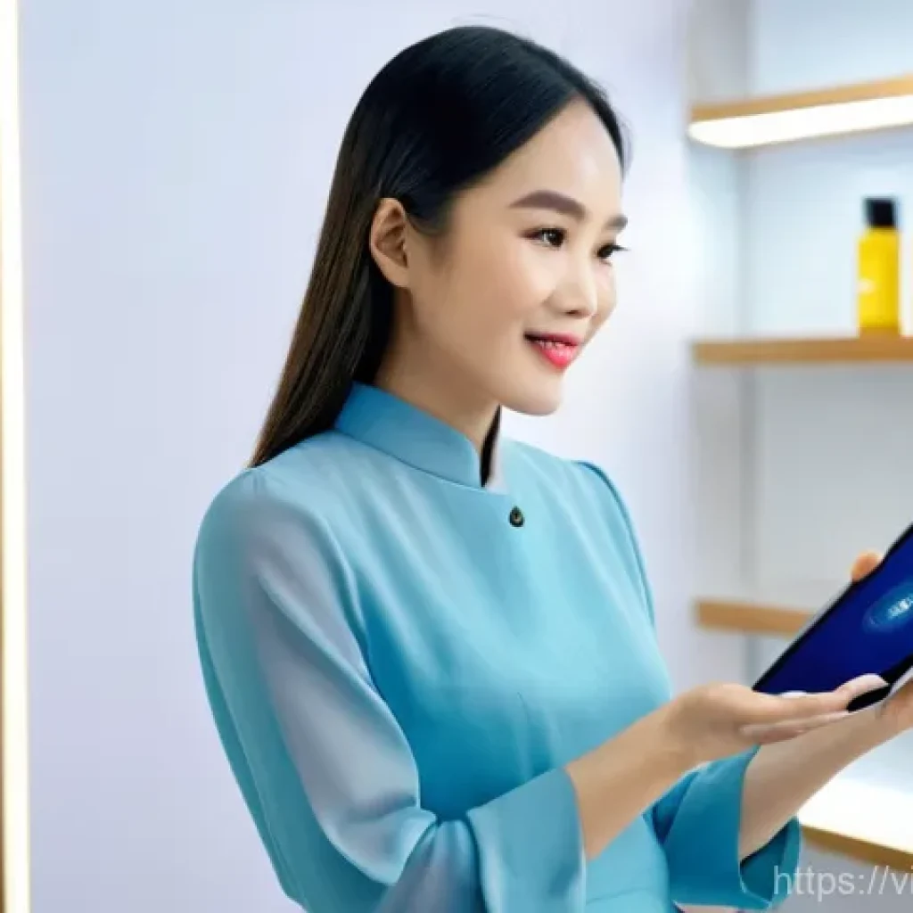 뷰티컨설턴트 새로운 직업군 소개 - **Prompt:** A Vietnamese female Beauty Consultant, in her late 20s, with a warm and knowledgeable ex...