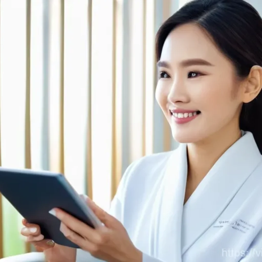 뷰티컨설턴트 실무 기술 증진 사례 - **Prompt:** A professional Vietnamese female beauty consultant, in her early 30s, with a warm and in...