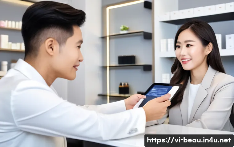 뷰티컨설턴트 자격증 활용 사례 분석 연구 - **A confident and professional Vietnamese beauty consultant, in her late 20s, is warmly engaging wit...