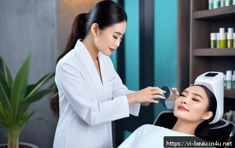 뷰티컨설턴트 직업 비전 설정 - A professional Vietnamese beauty consultant in a modern spa setting, wearing stylish, modest attire ...