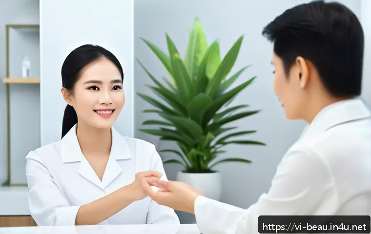 뷰티컨설턴트 실무 워크샵 경험기 - A professional Vietnamese beauty consultant attentively observing a female client’s subtle body lang...