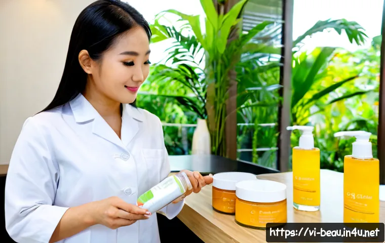 Home 17 뷰티컨설턴트 자격증 활용 사례 - Photorealistic Vietnamese beauty consultant conducting a personalized skincare consultation with an ...